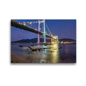 Premium Textil-Leinwand 45 x 30 cm Quer-Format Thuận Phước Bridge Đà Nẵng (Vietnam), Han River | Wandbild, HD-Bild auf Keilrahmen, Fertigbild auf hochwertigem Vlies, Leinwanddruck von Urte Kortjohann Photography