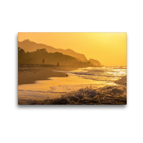 Premium Textil-Leinwand 45 x 30 cm Quer-Format Sonnenuntergang am Strand in der Karibik | Wandbild, HD-Bild auf Keilrahmen, Fertigbild auf hochwertigem Vlies, Leinwanddruck von Valentin Pfeifhofer / dreamworld-pictures.com