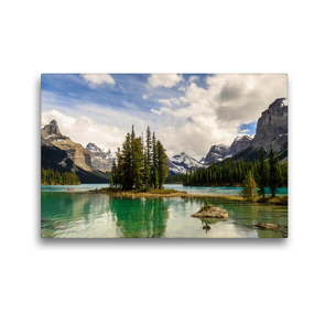 Premium Textil-Leinwand 45 x 30 cm Quer-Format Traumziel Spirit Island, Maligne Lake | Wandbild, HD-Bild auf Keilrahmen, Fertigbild auf hochwertigem Vlies, Leinwanddruck von Adrian Geering