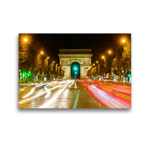 Premium Textil-Leinwand 45 x 30 cm Quer-Format Triumphbogen in Paris bei Nacht | Wandbild, HD-Bild auf Keilrahmen, Fertigbild auf hochwertigem Vlies, Leinwanddruck von Christian Müller