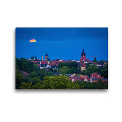 Premium Textil-Leinwand 45 x 30 cm Quer-Format Vollmond über Halle-Saale | Wandbild, HD-Bild auf Keilrahmen, Fertigbild auf hochwertigem Vlies, Leinwanddruck von Martin Wasilewski