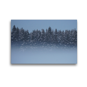 Premium Textil-Leinwand 45 x 30 cm Quer-Format Wald im Nebel | Wandbild, HD-Bild auf Keilrahmen, Fertigbild auf hochwertigem Vlies, Leinwanddruck von kattobello