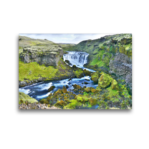 Premium Textil-Leinwand 45 x 30 cm Quer-Format Wasserfall auf dem Fimmvörðuháls-Bergpass in Island | Wandbild, HD-Bild auf Keilrahmen, Fertigbild auf hochwertigem Vlies, Leinwanddruck von Travelina