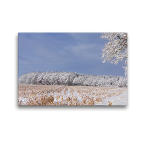 Premium Textil-Leinwand 45 x 30 cm Quer-Format Winterstimmung am Waldesrand | Wandbild, HD-Bild auf Keilrahmen, Fertigbild auf hochwertigem Vlies, Leinwanddruck von Schwan