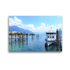 Premium Textil-Leinwand 45 x 30 cm Quer-Format Wunderschöner Lago Maggiore: Bilderbuchidylle in Locarno. | Wandbild, HD-Bild auf Keilrahmen, Fertigbild auf hochwertigem Vlies, Leinwanddruck von Christine Konkel