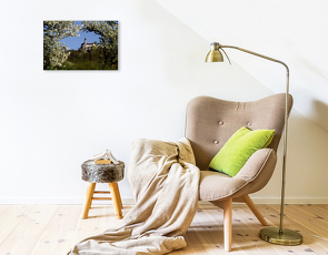 Premium Textil-Leinwand 450 x 300 cm Quer-Format Burg Teck von der Owener Steige | Wandbild, HD-Bild auf Keilrahmen, Fertigbild auf hochwertigem Vlies, Leinwanddruck von None www.hjr-fotografie.de