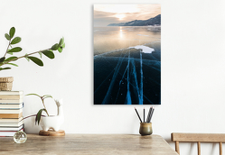 Premium Textil-Leinwand 500 x 750 cm Hoch-Format Abendlicht auf dem Eis des Baikalsees | Wandbild, HD-Bild auf Keilrahmen, Fertigbild auf hochwertigem Vlies, Leinwanddruck von Anne-Barbara Bernhard