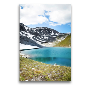 Premium Textil-Leinwand 50 x 75 cm Hoch-Format Bergsee, Piz Sesvenna, Südtirol | Wandbild, HD-Bild auf Keilrahmen, Fertigbild auf hochwertigem Vlies, Leinwanddruck von Fotografie Schwarzfischer Miriam