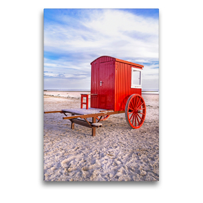 Premium Textil-Leinwand 50 x 75 cm Hoch-Format Borkum Badewagen | Wandbild, HD-Bild auf Keilrahmen, Fertigbild auf hochwertigem Vlies, Leinwanddruck von Andrea Dreegmeyer