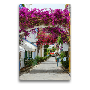 Premium Textil-Leinwand 50 x 75 cm Hoch-Format Bougainvillea in Puerto de Mogan at Gran Canaria. | Wandbild, HD-Bild auf Keilrahmen, Fertigbild auf hochwertigem Vlies, Leinwanddruck von Anja Frost