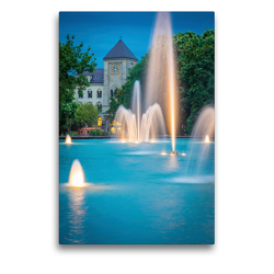 Premium Textil-Leinwand 50 x 75 cm Hoch-Format Brunnen und Hauptpost in Halle-Saale | Wandbild, HD-Bild auf Keilrahmen, Fertigbild auf hochwertigem Vlies, Leinwanddruck von Martin Wasilewski