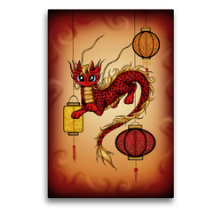 Premium Textil-Leinwand 50 x 75 cm Hoch-Format Chinesischer Drache | Wandbild, HD-Bild auf Keilrahmen, Fertigbild auf hochwertigem Vlies, Leinwanddruck von Petra Haberhauer / Pezi Creation