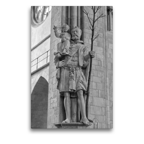 Premium Textil-Leinwand 50 x 75 cm Hoch-Format Christopherusstatue im St. Paulus Dom | Wandbild, HD-Bild auf Keilrahmen, Fertigbild auf hochwertigem Vlies, Leinwanddruck von kattobello