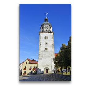 Premium Textil-Leinwand 50 x 75 cm Hoch-Format Der 45 m hohe Nikolaiturm auf dem Nikolaikirchhof in der alten Residenzstadt Altenburg | Wandbild, HD-Bild auf Keilrahmen, Fertigbild auf hochwertigem Vlies, Leinwanddruck von Ulrich Senff