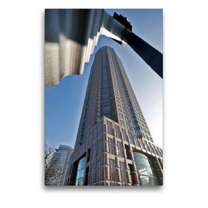 Premium Textil-Leinwand 50 x 75 cm Hoch-Format Messeturm / Hammermann | Wandbild, HD-Bild auf Keilrahmen, Fertigbild auf hochwertigem Vlies, Leinwanddruck von Petrus Bodenstaff Taxifahrer in Frankfurt am Main