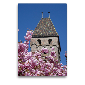 Premium Textil-Leinwand 50 x 75 cm Hoch-Format Metzgerturm hinter Kirschblüte | Wandbild, HD-Bild auf Keilrahmen, Fertigbild auf hochwertigem Vlies, Leinwanddruck von kattobello