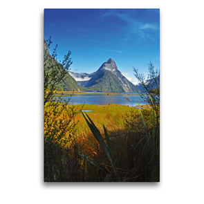 Premium Textil-Leinwand 50 x 75 cm Hoch-Format Milford Sound – South Island | Wandbild, HD-Bild auf Keilrahmen, Fertigbild auf hochwertigem Vlies, Leinwanddruck von Greta Kos