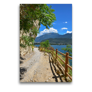 Premium Textil-Leinwand 50 x 75 cm Hoch-Format Mountainbike-Route Ponale, Riva del Garda | Wandbild, HD-Bild auf Keilrahmen, Fertigbild auf hochwertigem Vlies, Leinwanddruck von SusaZoom