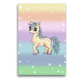 Premium Textil-Leinwand 50 x 75 cm Hoch-Format Pastell Einhorn | Wandbild, HD-Bild auf Keilrahmen, Fertigbild auf hochwertigem Vlies, Leinwanddruck von Pezi Creation / Petra Haberhauer