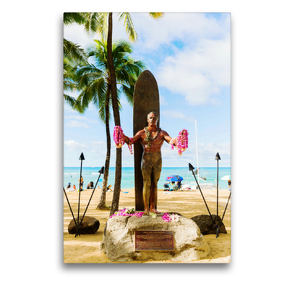 Premium Textil-Leinwand 50 x 75 cm Hoch-Format Statue von Duke Kahanamoku, dem Vater des modernen Surfens | Wandbild, HD-Bild auf Keilrahmen, Fertigbild auf hochwertigem Vlies, Leinwanddruck von Christian Müller