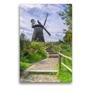 Premium Textil-Leinwand 50 x 75 cm Hoch-Format Windmühle in Benz (bei Usedom) | Wandbild, HD-Bild auf Keilrahmen, Fertigbild auf hochwertigem Vlies, Leinwanddruck von Johann Pavelka