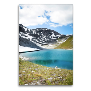 Premium Textil-Leinwand 60 x 90 cm Hoch-Format Bergsee, Piz Sesvenna, Südtirol | Wandbild, HD-Bild auf Keilrahmen, Fertigbild auf hochwertigem Vlies, Leinwanddruck von Fotografie Schwarzfischer Miriam