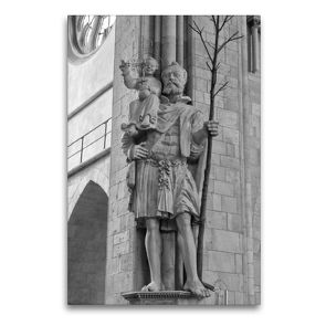 Premium Textil-Leinwand 60 x 90 cm Hoch-Format Christopherusstatue im St. Paulus Dom | Wandbild, HD-Bild auf Keilrahmen, Fertigbild auf hochwertigem Vlies, Leinwanddruck von kattobello