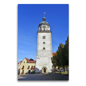 Premium Textil-Leinwand 60 x 90 cm Hoch-Format Der 45 m hohe Nikolaiturm auf dem Nikolaikirchhof in der alten Residenzstadt Altenburg | Wandbild, HD-Bild auf Keilrahmen, Fertigbild auf hochwertigem Vlies, Leinwanddruck von Ulrich Senff