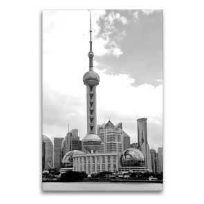 Premium Textil-Leinwand 60 x 90 cm Hoch-Format Fernsehturm Oriental Pearl | Wandbild, HD-Bild auf Keilrahmen, Fertigbild auf hochwertigem Vlies, Leinwanddruck von Nina Schwarze