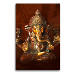 Premium Textil-Leinwand 60 x 90 cm Hoch-Format Ganesha, der überaus beliebte Überwinder aller Schwierigkeiten und Hindernisse | Wandbild, HD-Bild auf Keilrahmen, Fertigbild auf hochwertigem Vlies, Leinwanddruck von Bernd Maertens