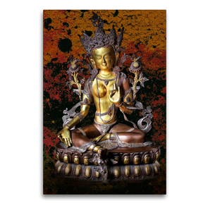 Premium Textil-Leinwand 60 x 90 cm Hoch-Format Grüne Tara, der weibliche Buddha des Mitgefühls | Wandbild, HD-Bild auf Keilrahmen, Fertigbild auf hochwertigem Vlies, Leinwanddruck von Bernd Maertens