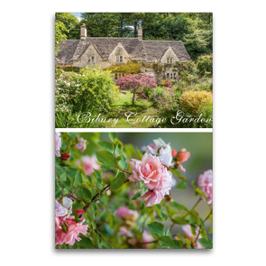 Premium Textil-Leinwand 60 x 90 cm Hoch-Format Idyllischer Cottage Garden in Bibury, Gloucestershire | Wandbild, HD-Bild auf Keilrahmen, Fertigbild auf hochwertigem Vlies, Leinwanddruck von Christian Müringer