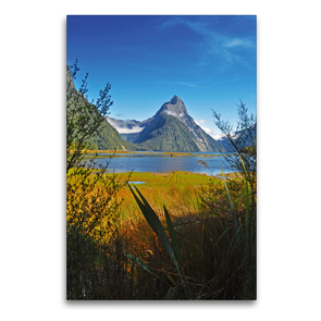 Premium Textil-Leinwand 60 x 90 cm Hoch-Format Milford Sound – South Island | Wandbild, HD-Bild auf Keilrahmen, Fertigbild auf hochwertigem Vlies, Leinwanddruck von Greta Kos