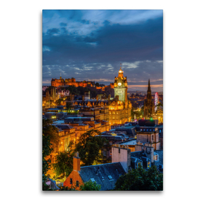 Premium Textil-Leinwand 60 x 90 cm Hoch-Format Nacht über Edinburgh | Wandbild, HD-Bild auf Keilrahmen, Fertigbild auf hochwertigem Vlies, Leinwanddruck von Christian Müller