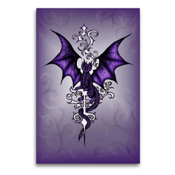 Premium Textil-Leinwand 60 x 90 cm Hoch-Format Ornament Drache | Wandbild, HD-Bild auf Keilrahmen, Fertigbild auf hochwertigem Vlies, Leinwanddruck von Petra Haberhauer / Pezi Creation