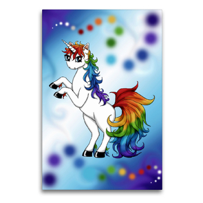 Premium Textil-Leinwand 60 x 90 cm Hoch-Format Regenbogen Einhorn | Wandbild, HD-Bild auf Keilrahmen, Fertigbild auf hochwertigem Vlies, Leinwanddruck von Petra Haberhauer / Pezi Creation