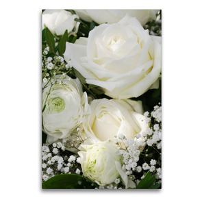 Premium Textil-Leinwand 60 x 90 cm Hoch-Format Rosen, Ranunkeln und Schleierkraut | Wandbild, HD-Bild auf Keilrahmen, Fertigbild auf hochwertigem Vlies, Leinwanddruck von Gisela Kruse