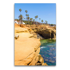 Premium Textil-Leinwand 60 x 90 cm Hoch-Format SAN DIEGO Sunset Cliffs | Wandbild, HD-Bild auf Keilrahmen, Fertigbild auf hochwertigem Vlies, Leinwanddruck von Melanie Viola