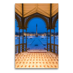 Premium Textil-Leinwand 60 x 90 cm Hoch-Format Schlossplatz in Stuttgart im Winter | Wandbild, HD-Bild auf Keilrahmen, Fertigbild auf hochwertigem Vlies, Leinwanddruck von Werner Dieterich