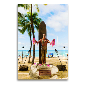 Premium Textil-Leinwand 60 x 90 cm Hoch-Format Statue von Duke Kahanamoku, dem Vater des modernen Surfens | Wandbild, HD-Bild auf Keilrahmen, Fertigbild auf hochwertigem Vlies, Leinwanddruck von Christian Müller