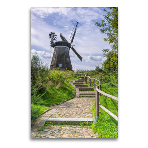 Premium Textil-Leinwand 60 x 90 cm Hoch-Format Windmühle in Benz (bei Usedom) | Wandbild, HD-Bild auf Keilrahmen, Fertigbild auf hochwertigem Vlies, Leinwanddruck von Johann Pavelka