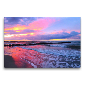 Premium Textil-Leinwand 75 x 50 cm Quer-Format Abendstimmung am Meer | Wandbild, HD-Bild auf Keilrahmen, Fertigbild auf hochwertigem Vlies, Leinwanddruck von Claudia Schimmack