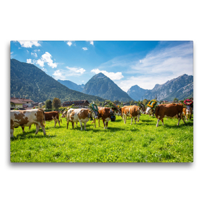 Premium Textil-Leinwand 75 x 50 cm Quer-Format Almabtrieb in Pertisau | Wandbild, HD-Bild auf Keilrahmen, Fertigbild auf hochwertigem Vlies, Leinwanddruck von Stefanie und Philipp Kellmann