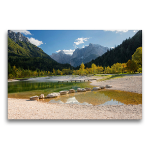 Premium Textil-Leinwand 75 x 50 cm Quer-Format Alpiner See Jasna im Herbst | Wandbild, HD-Bild auf Keilrahmen, Fertigbild auf hochwertigem Vlies, Leinwanddruck von iPics Photography