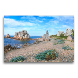 Premium Textil-Leinwand 75 x 50 cm Quer-Format An der Côte de Granit Rose | Wandbild, HD-Bild auf Keilrahmen, Fertigbild auf hochwertigem Vlies, Leinwanddruck von Christine B-B Müller