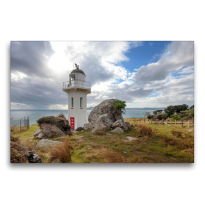 Premium Textil-Leinwand 75 x 50 cm Quer-Format Baring Head Lighthouse | Wandbild, HD-Bild auf Keilrahmen, Fertigbild auf hochwertigem Vlies, Leinwanddruck von Christian Franz Schmidt