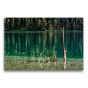 Premium Textil-Leinwand 75 x 50 cm Quer-Format Baumreste am Nordufer unweit vom Dolomitenblick | Wandbild, HD-Bild auf Keilrahmen, Fertigbild auf hochwertigem Vlies, Leinwanddruck von Werner Braun