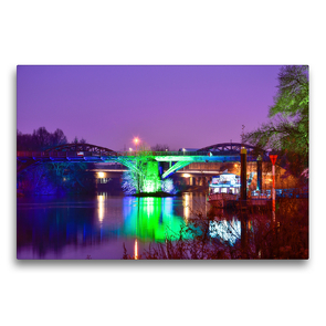 Premium Textil-Leinwand 75 x 50 cm Quer-Format Bezaubernde Lichtillumination an der Ruhr, Mülheim a.d.Ruhr | Wandbild, HD-Bild auf Keilrahmen, Fertigbild auf hochwertigem Vlies, Leinwanddruck von Bettina Hackstein