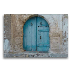 Premium Textil-Leinwand 75 x 50 cm Quer-Format Blaue Hinterhof-Tür | Wandbild, HD-Bild auf Keilrahmen, Fertigbild auf hochwertigem Vlies, Leinwanddruck von Stefanie Kools