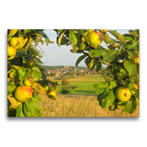 Premium Textil-Leinwand 75 x 50 cm Quer-Format Blick auf Bad Homburg-Kirdorf mit St. Johannes | Wandbild, HD-Bild auf Keilrahmen, Fertigbild auf hochwertigem Vlies, Leinwanddruck von Monika Cornelia Müller